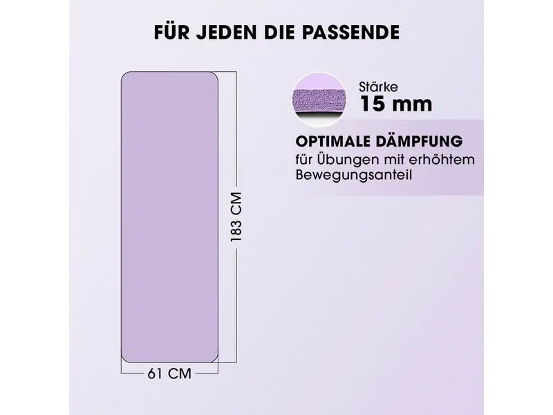World Fitness Fitnessmatte Yamuna 183 cm x 61 cm, Lila