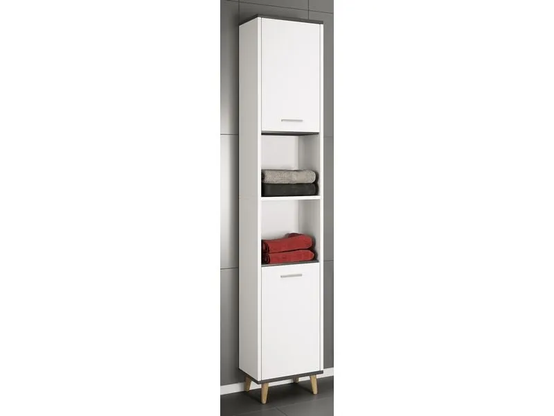 VCM Badezimmerregal Landos 32 x 184 cm, Weiss/Anthrazit VCM Badezimmerregal Landos 32 x 184 cm, Weiss/Anthrazit