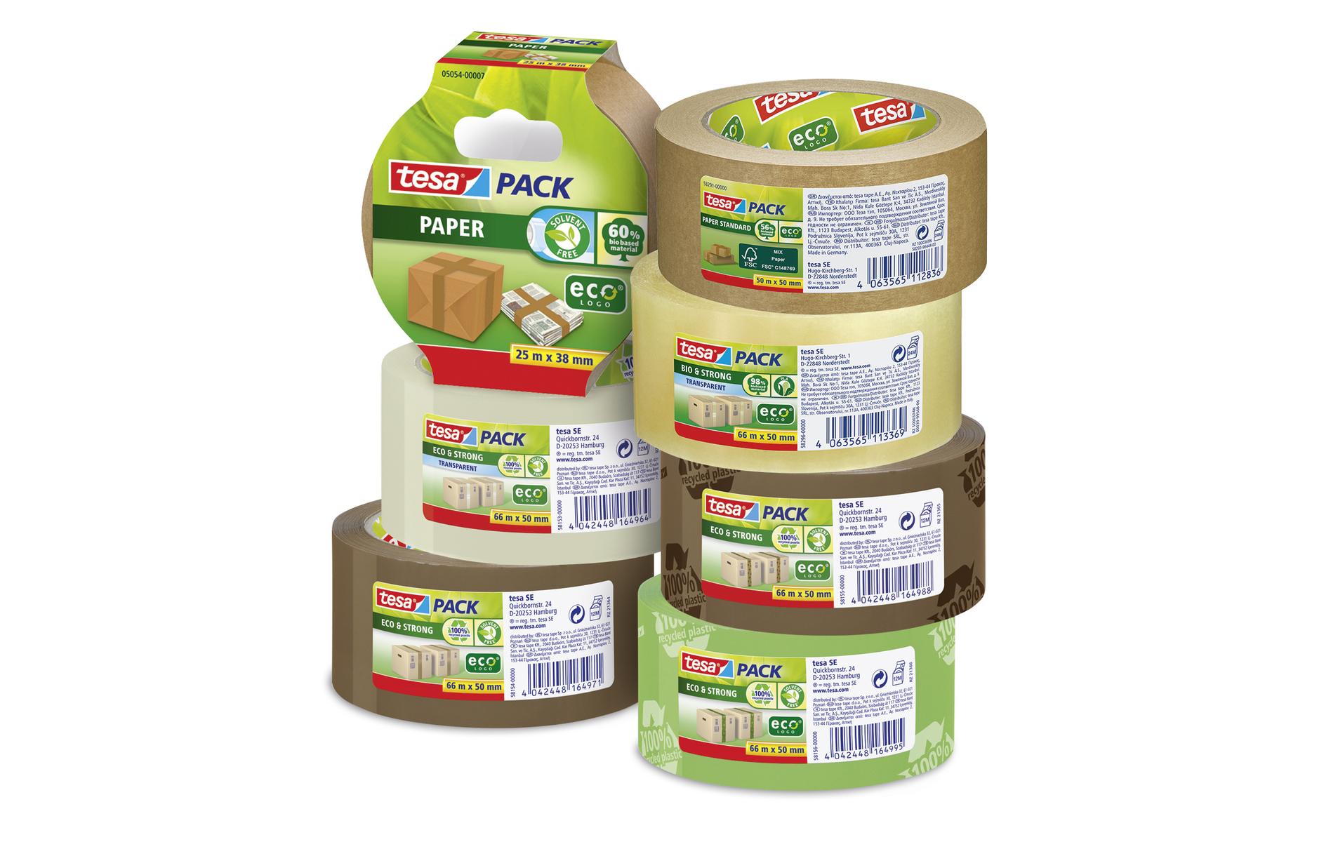tesa Klebeband 3 x Papier Standard ecoLogo 50 mm x 50 m, Braun
