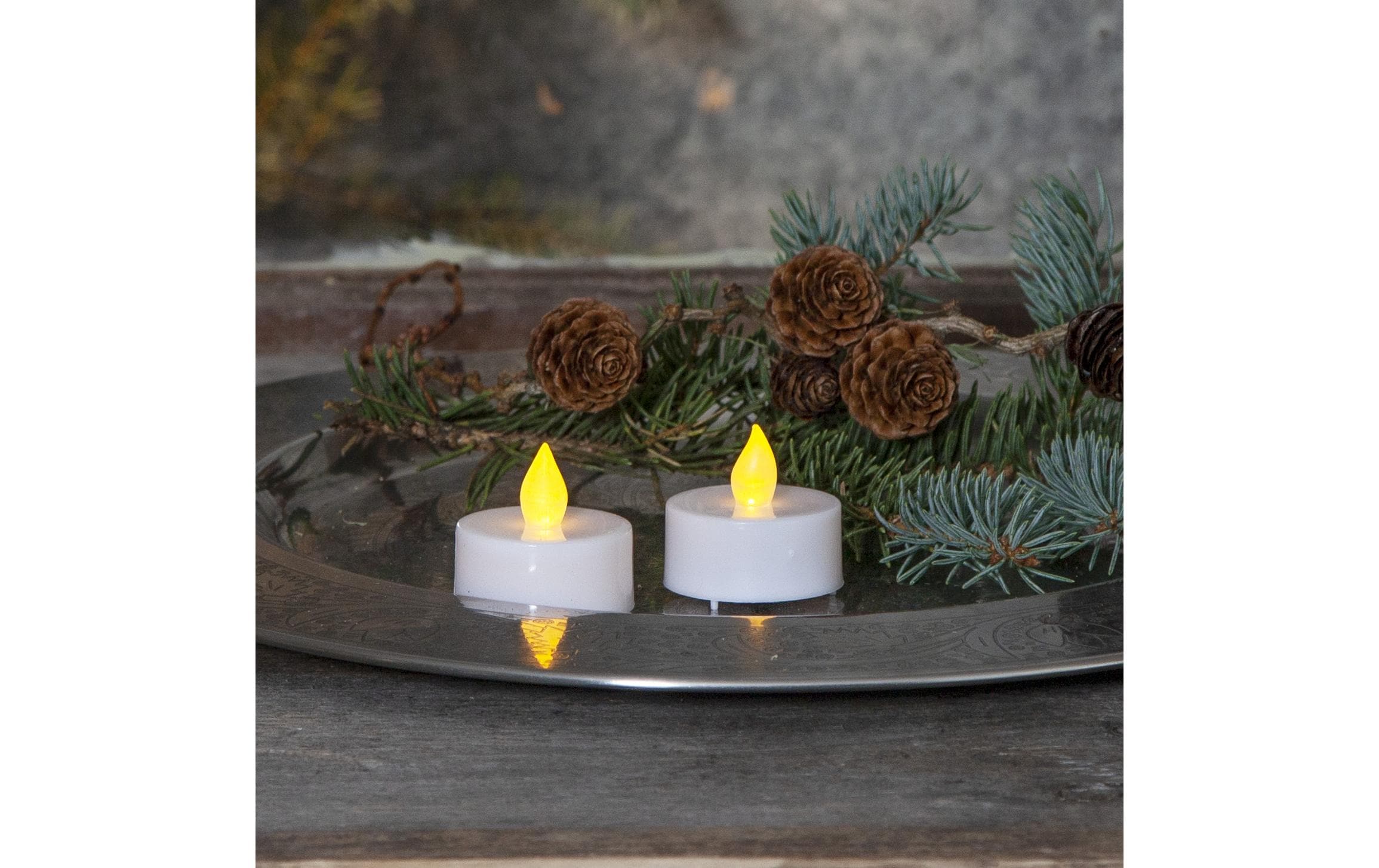 Star Trading LED Teelichter Set Paulo Ø 4 x 4 cm, Weiss, 2 Stk