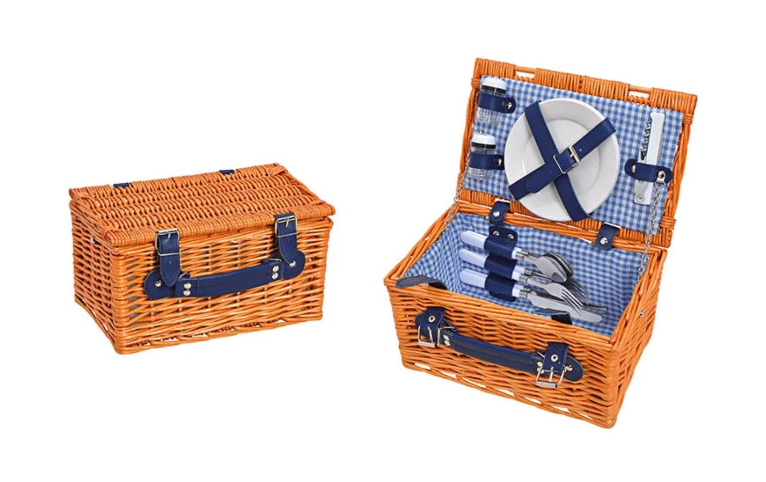 G. Wurm Picknickkorb 12-teilig, Blau/Braun