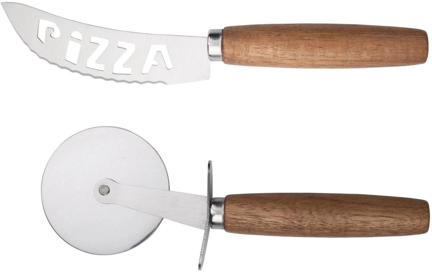 ALPINA Pizzaschneider und Messer Braun/Silber