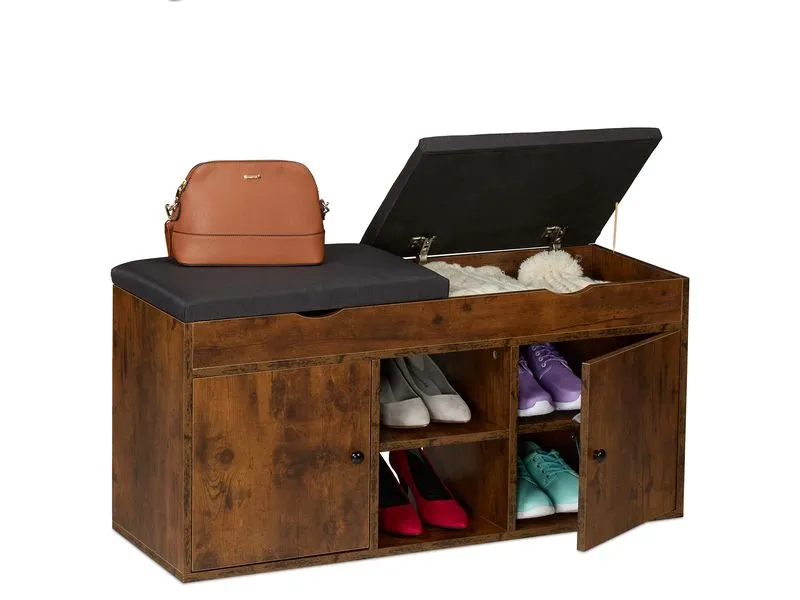 relaxdays Schuhbank mit Sitzfläche, 100 x 49.5 cm, Braun relaxdays Schuhbank mit Sitzfläche, 100 x 49.5 cm, Braun