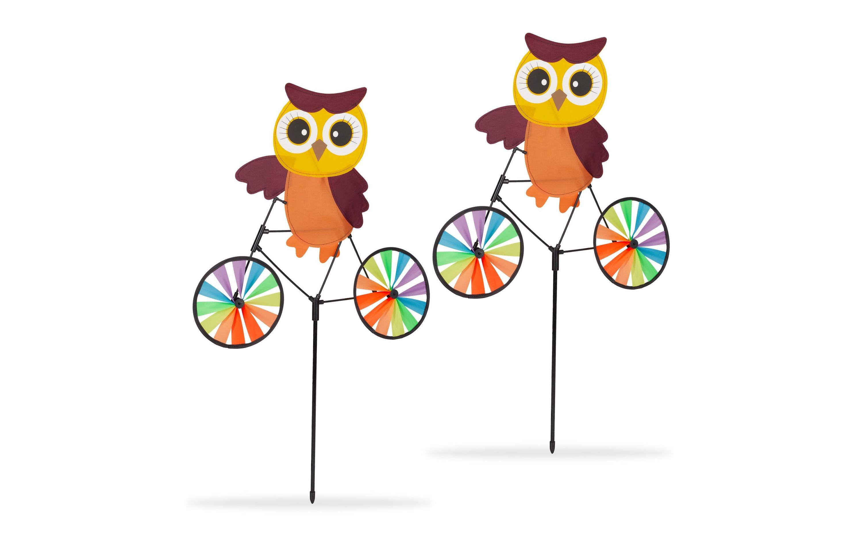 relaxdays Windrad Eule 2er Set, 84.5 cm