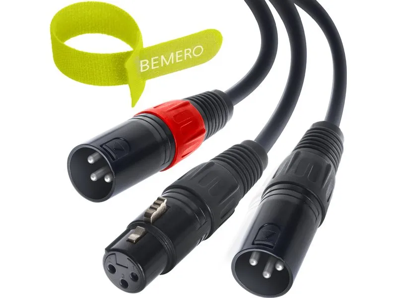 Bemero BAC4043-75BK XLRf - 2x XLRm 0.75m 0.75 m, Schwarz Bemero BAC4043-75BK XLRf - 2x XLRm 0.75m 0.75 m, Schwarz