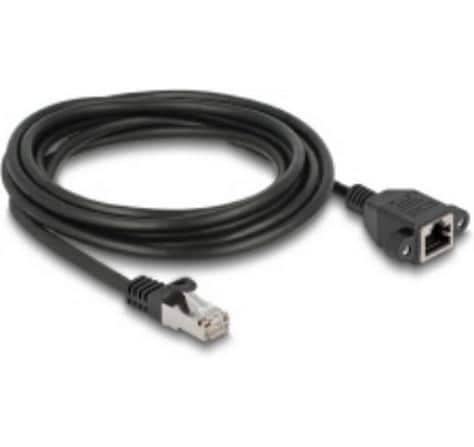 Delock Patchkabel Verlängerungskabel Cat 6A, S/FTP, 2 m, Schwarz