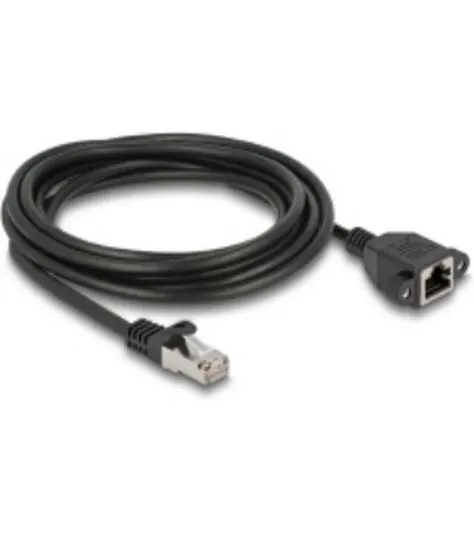 Delock Patchkabel Verlängerungskabel Cat 6A, S/FTP, 2 m, Schwarz