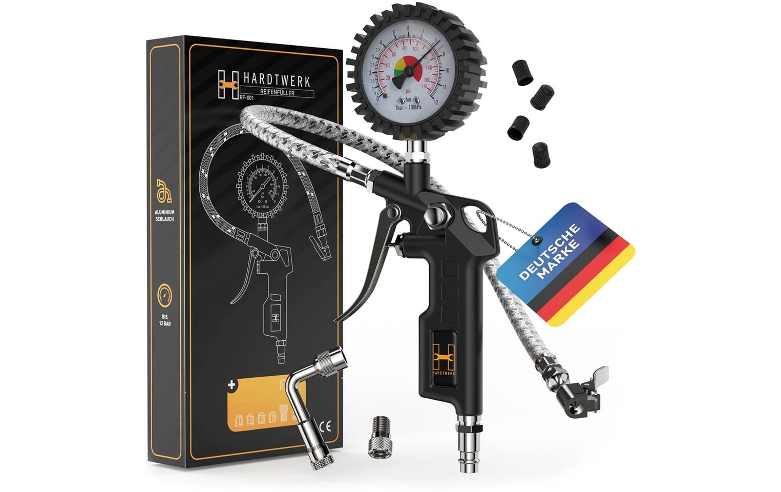 Hardtwerk Druckluft-Reifenfüllmesser Messbereich: 012 bar