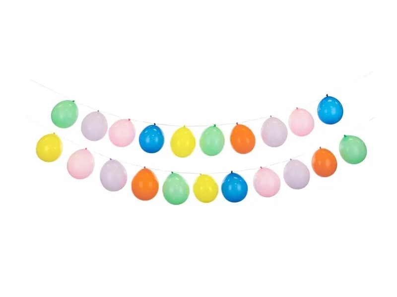 Partydeco Ballon Girlande, 20 Stk + Band Mehrfarbig Partydeco Ballon Girlande, 20 Stk + Band Mehrfarbig