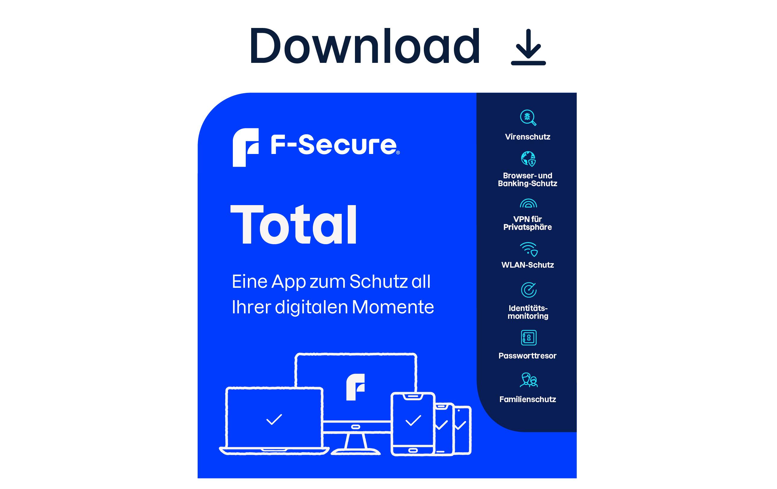 F-Secure Total Security Vollversion, 5 Geräte, 1yr