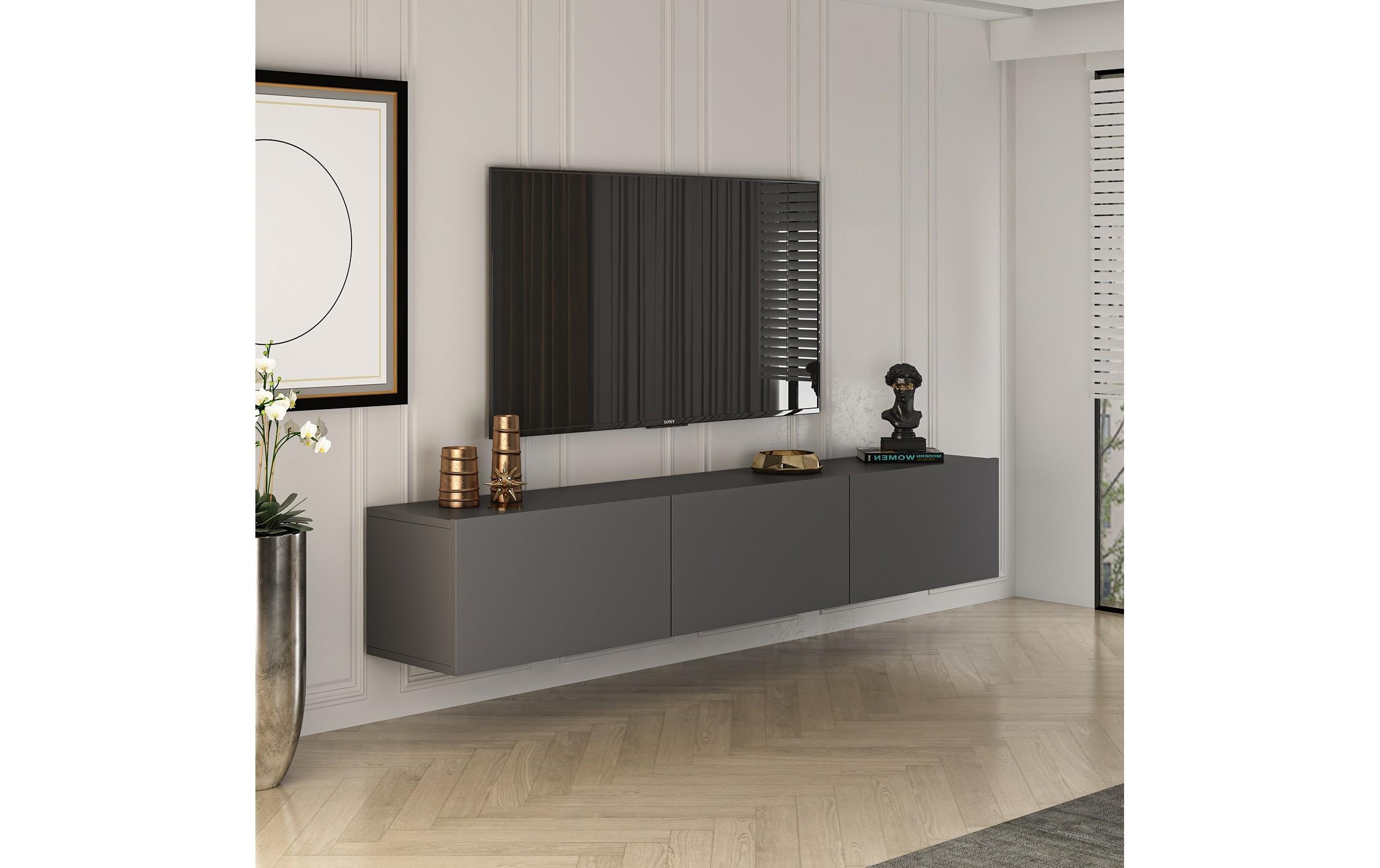 Woody Fashion TV-Möbel West 150 x 32 cm, Schwarz