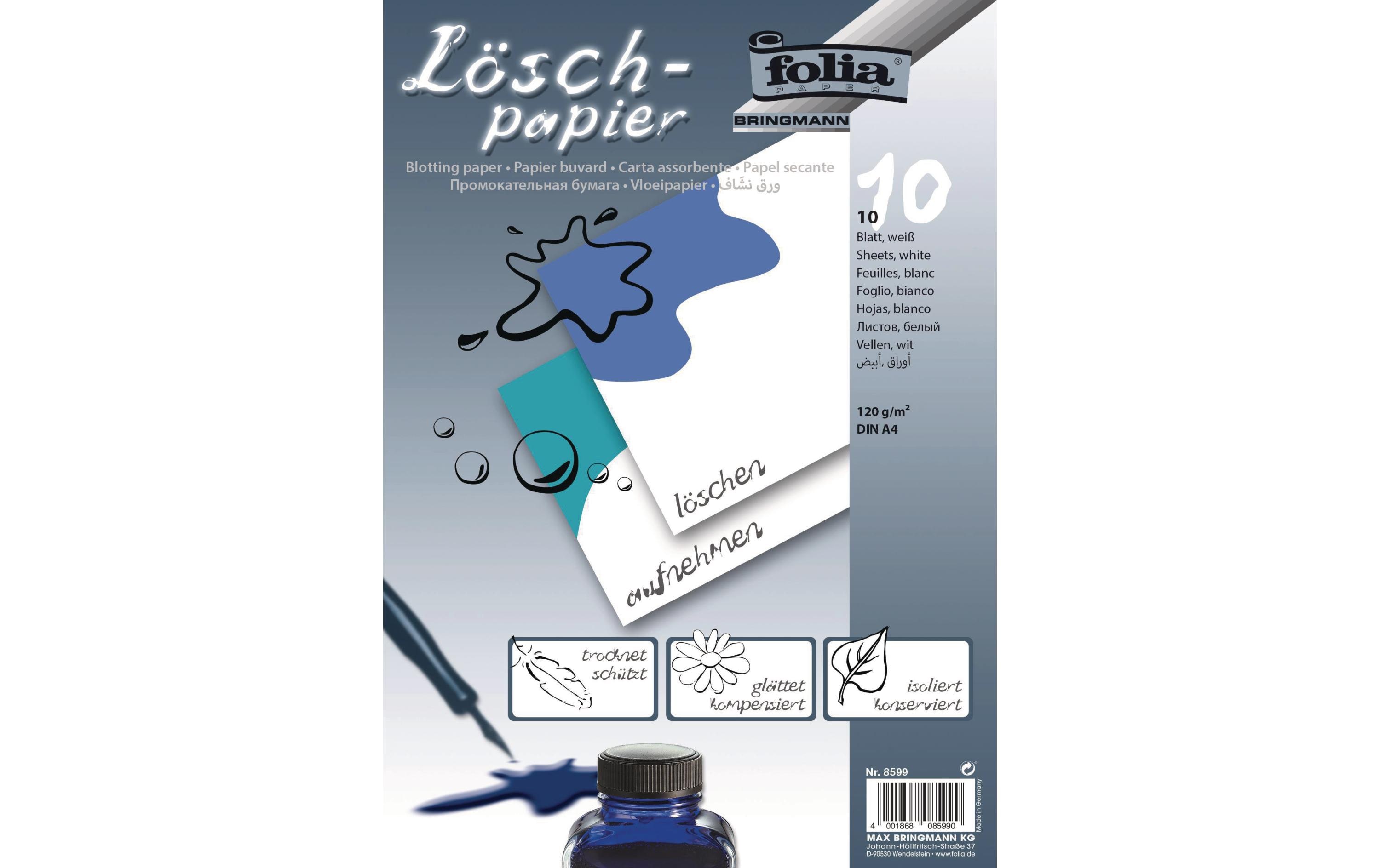Folia Löschpapier 120 g/m², A4, 10 Blatt Folia Löschpapier 120 g/m², A4, 10 Blatt