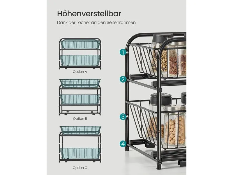 Songmics Ausziehbare Home Organizer Schwarz