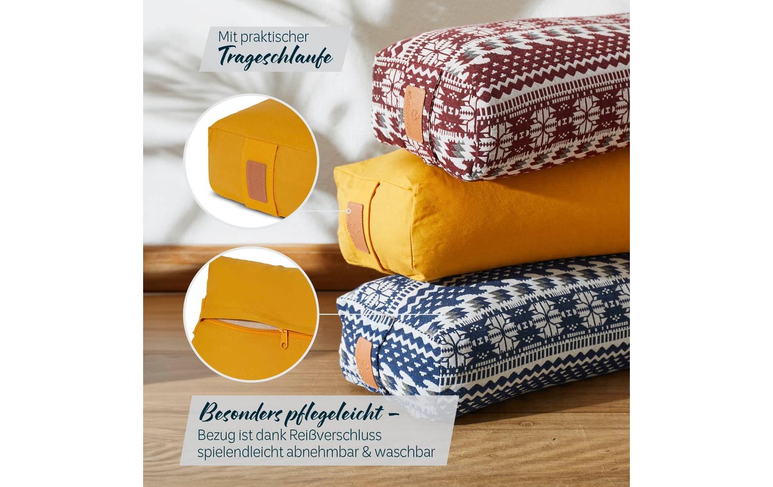 DoYourYoga Yoga-Bolster Paravati mit Bio-Dinkelspelz Gelb