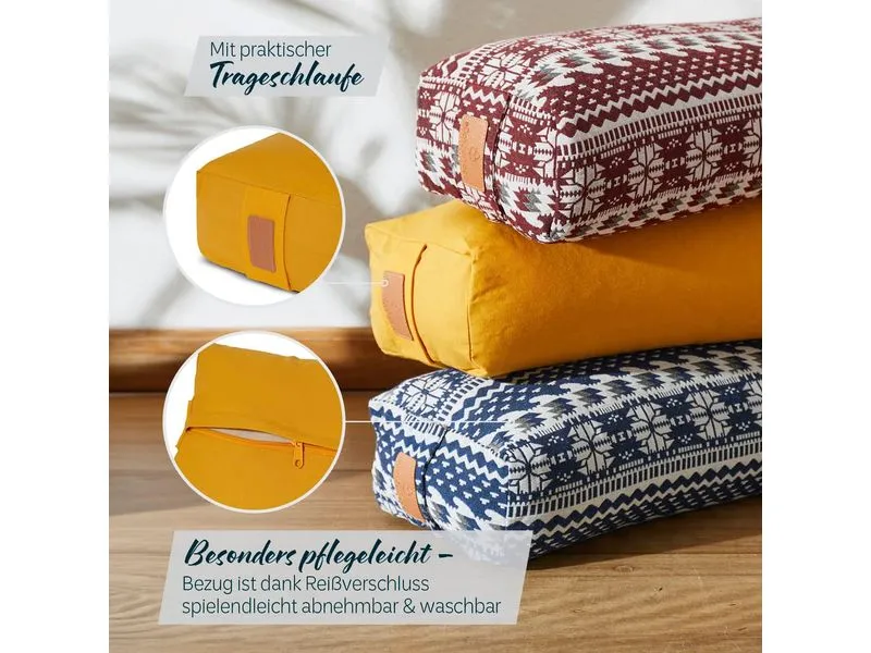 DoYourYoga Yoga-Bolster Paravati mit Bio-Dinkelspelz Gelb DoYourYoga Yoga-Bolster Paravati mit Bio-Dinkelspelz Gelb