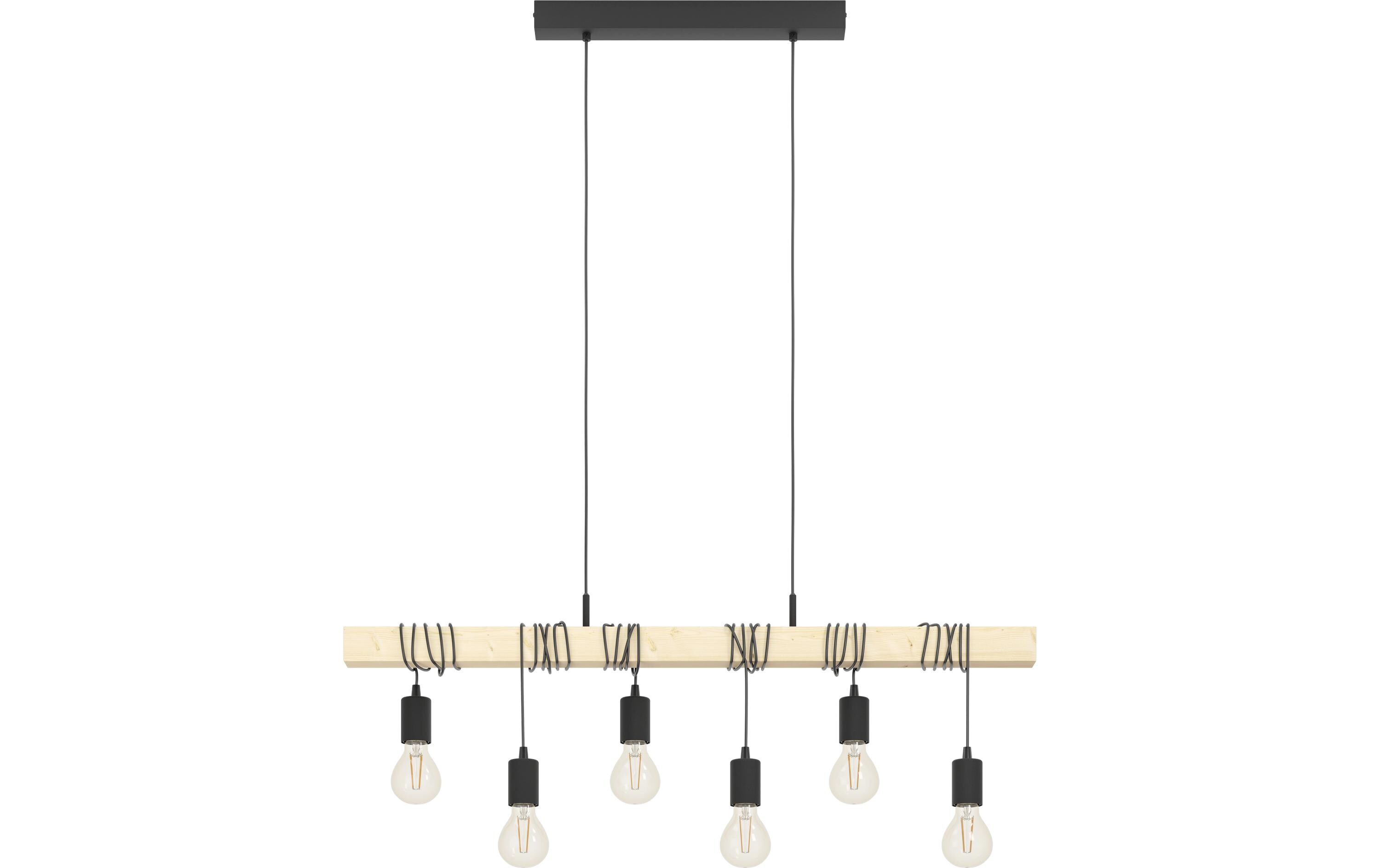 EGLO Leuchten Pendelleuchte TOWNSHEND schwarz, braun exkl. E27 6x60W