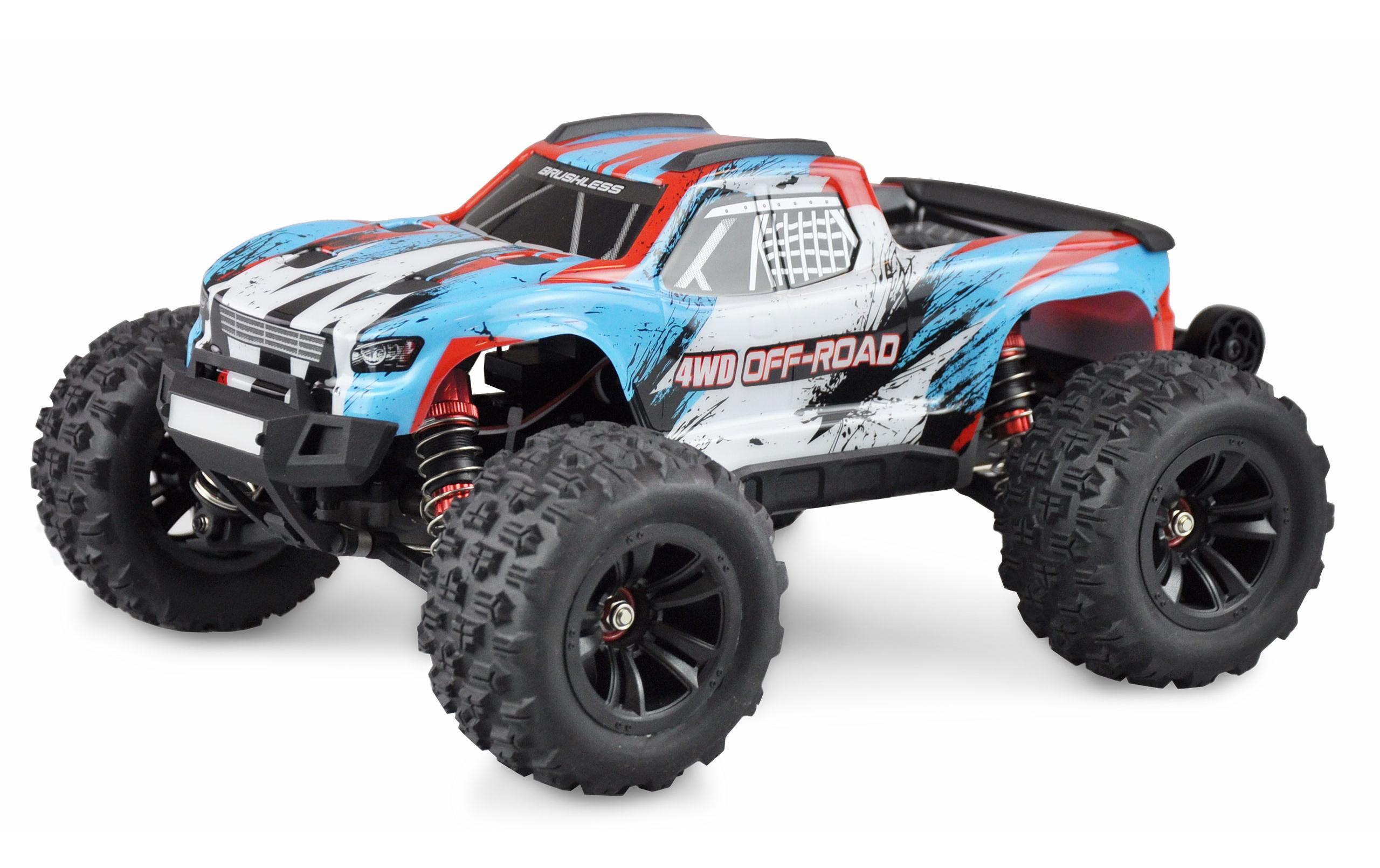 Amewi Monster Truck Hyper GO Brushless 4WD, Blau/Weiss, 1:16, RTR
