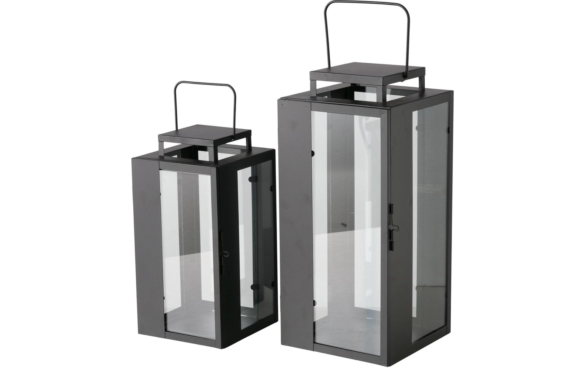 Boltze Laterne Ironedge 2-teilig, Schwarz/Transparent