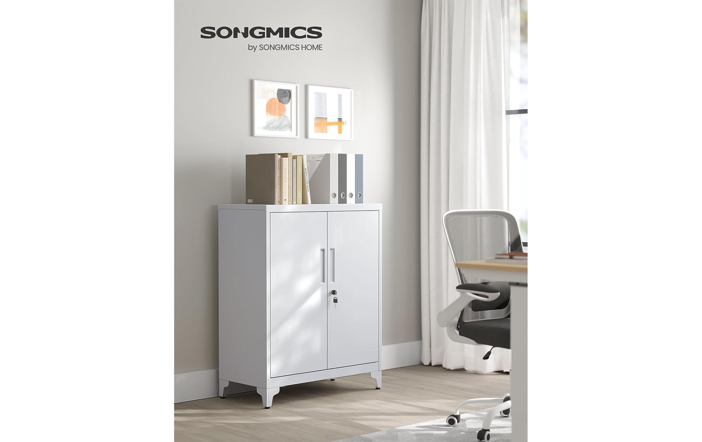 Songmics Metall-Lagerschrank 40 x 80 x 90 cm, Weiss