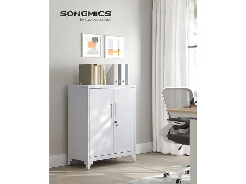 Songmics Metall-Lagerschrank 40 x 80 x 90 cm, Weiss