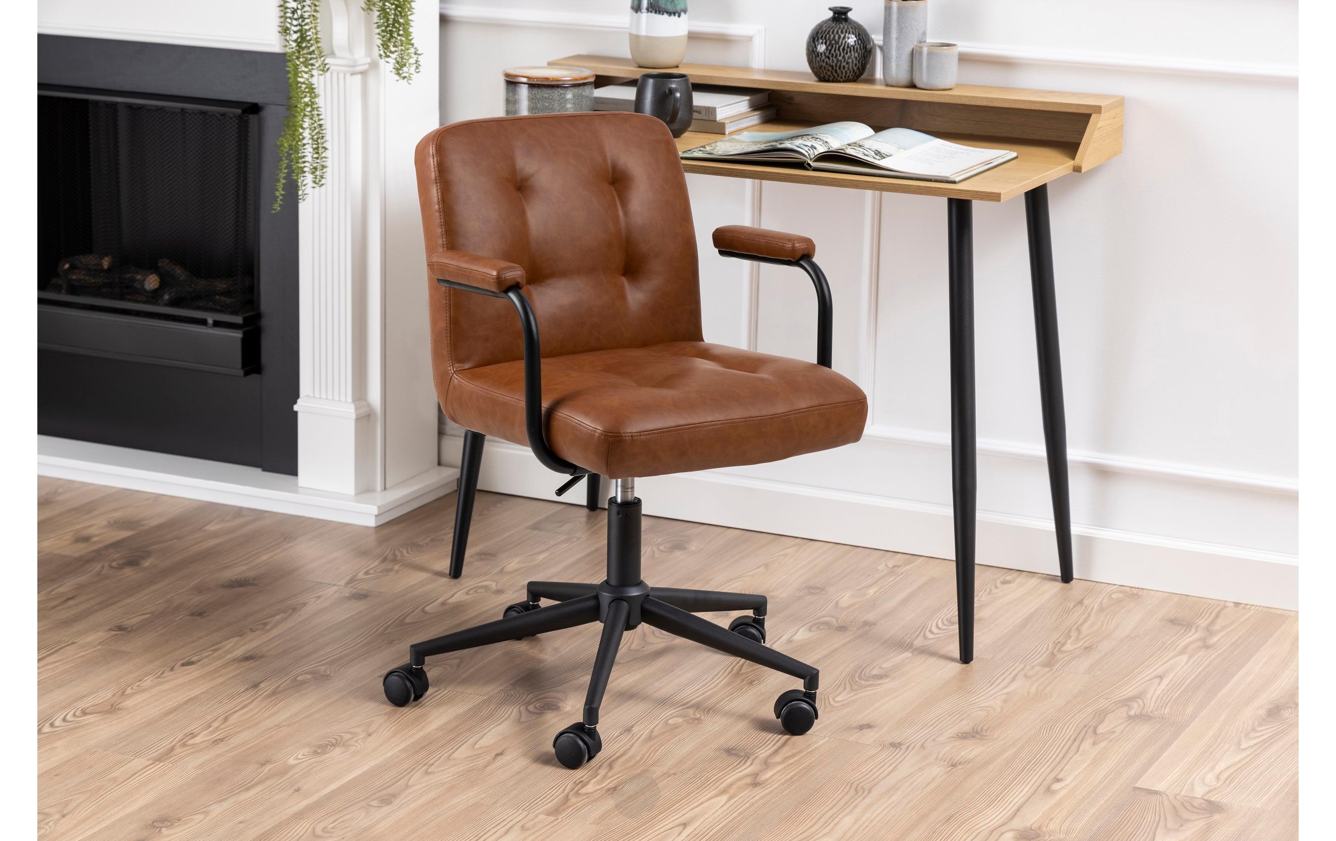 AC Design Bürostuhl Cosmo, mit Polsterrücken und Armlehnen, Cognac