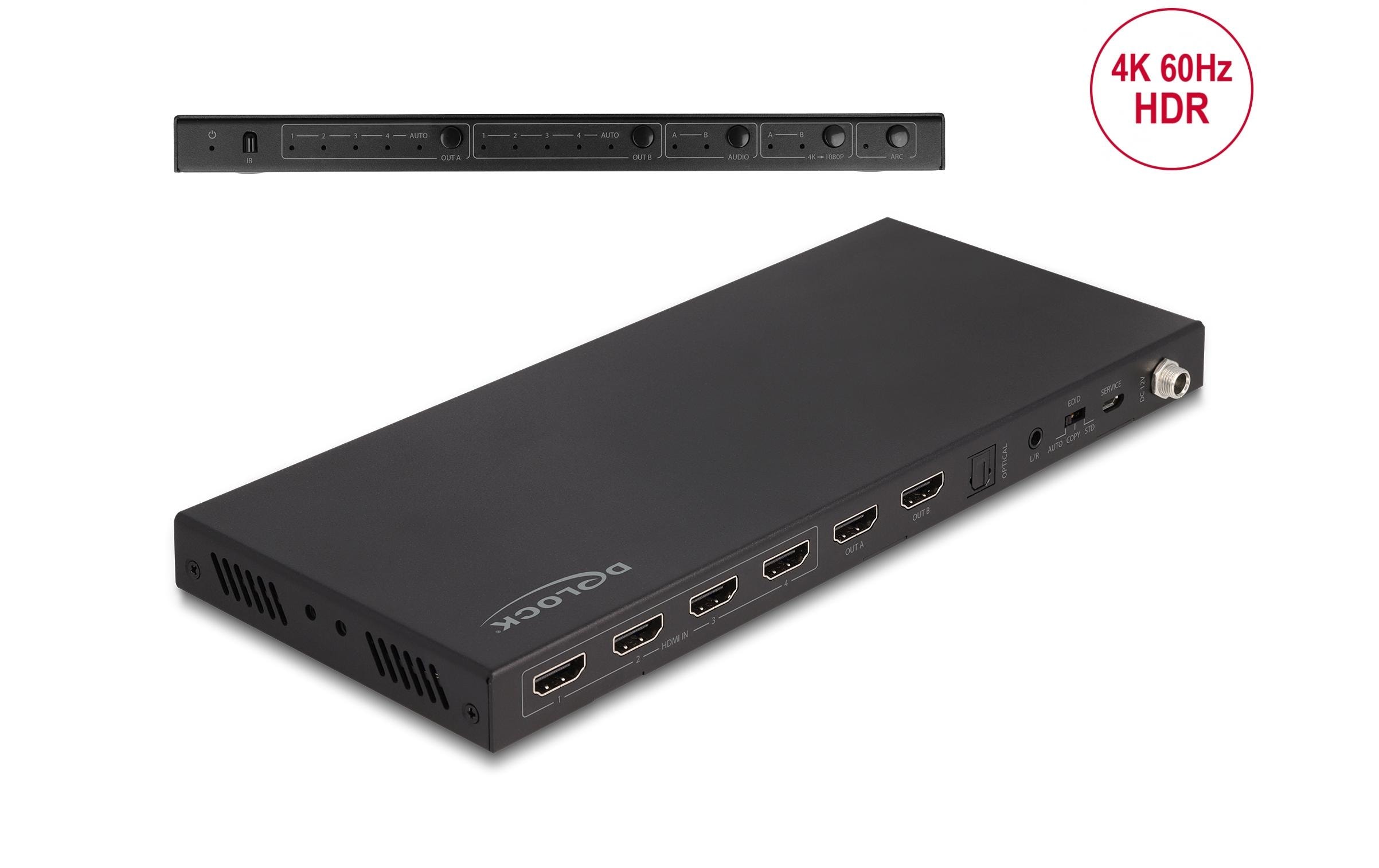 Delock Matrix Switcher HDMI 4K 60Hz mit Audio Extraktor
