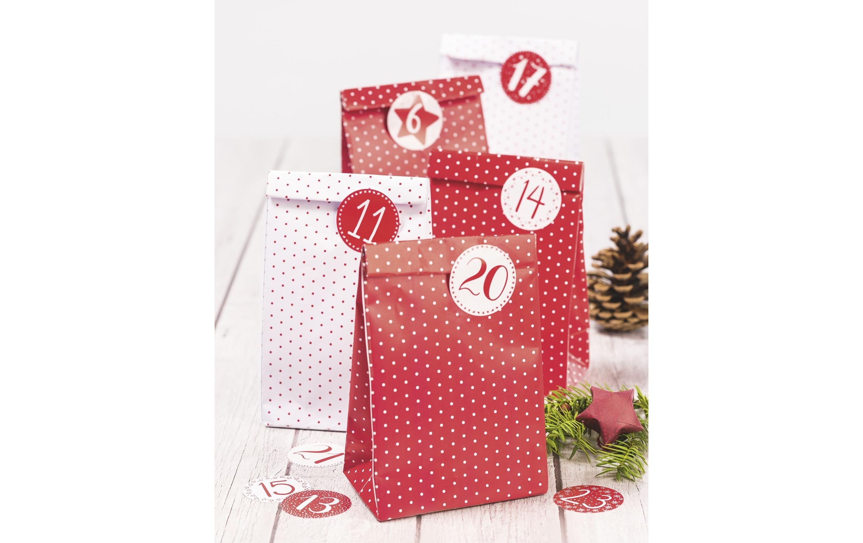 Heyda Adventskalender Set 18 x 9.7 x 6 cm, Rot/Weiss