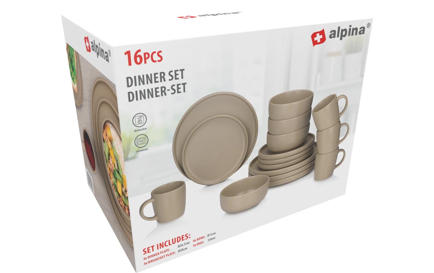 alpina Speise-Service Geschirrset Beige, 16-teilig