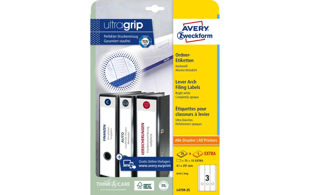 Avery Zweckform Ordneretiketten L4759 61 x 297 mm, 30 Blatt Avery Zweckform Ordneretiketten L4759 61 x 297 mm, 30 Blatt