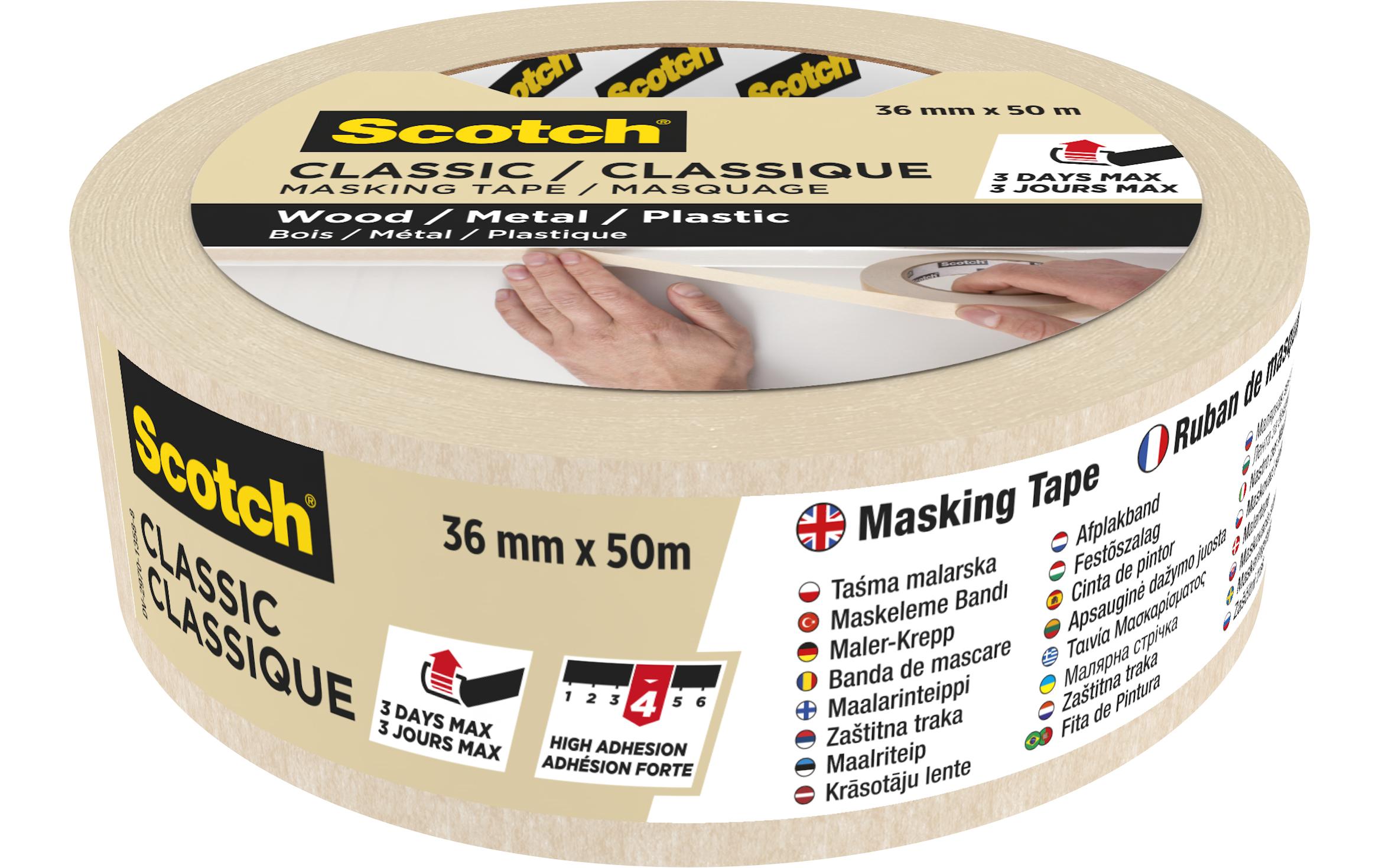 3M Malerabdeckband Scotch Classic 3650 36 mm x 50 m, Beige