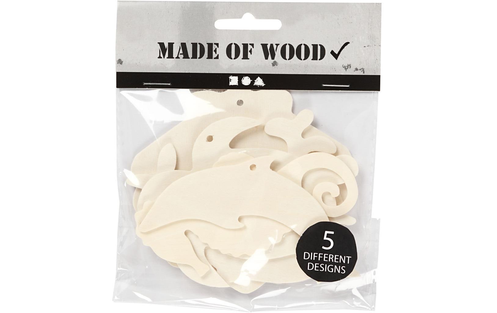 Creativ Company Holzkleinteile Meerestiere 5 Stück, Nature