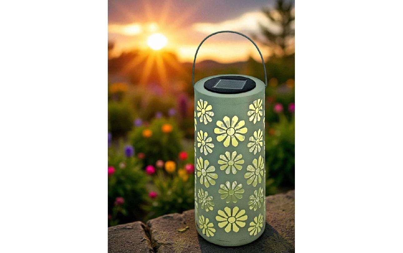 Dameco LED Solar Laterne mit 1 LED aus Metall in Hellgrün
