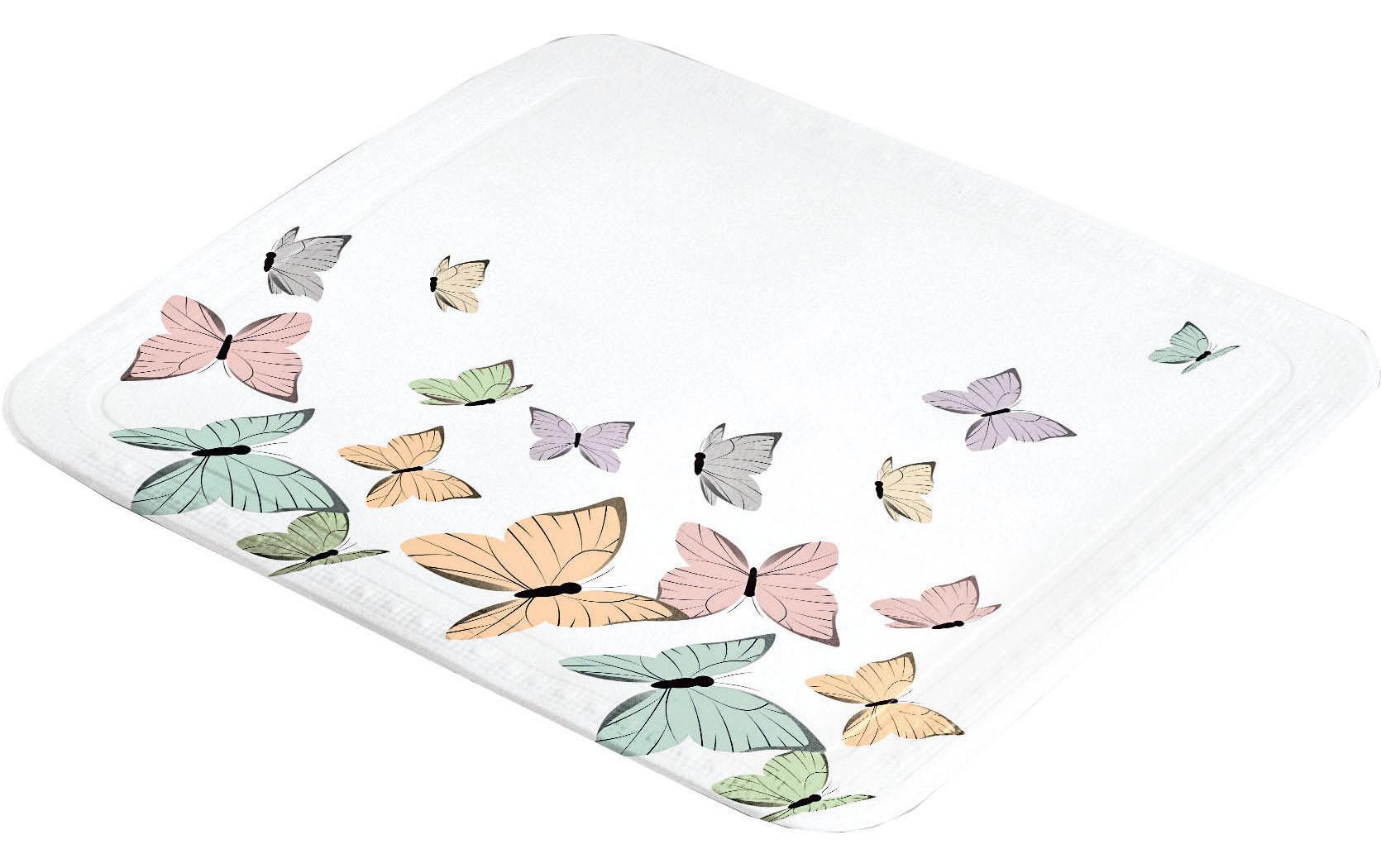 Kleine Wolke Duschwanneneinlage Butterflies 55 x 55 cm, Mehrfarbig/Weiss