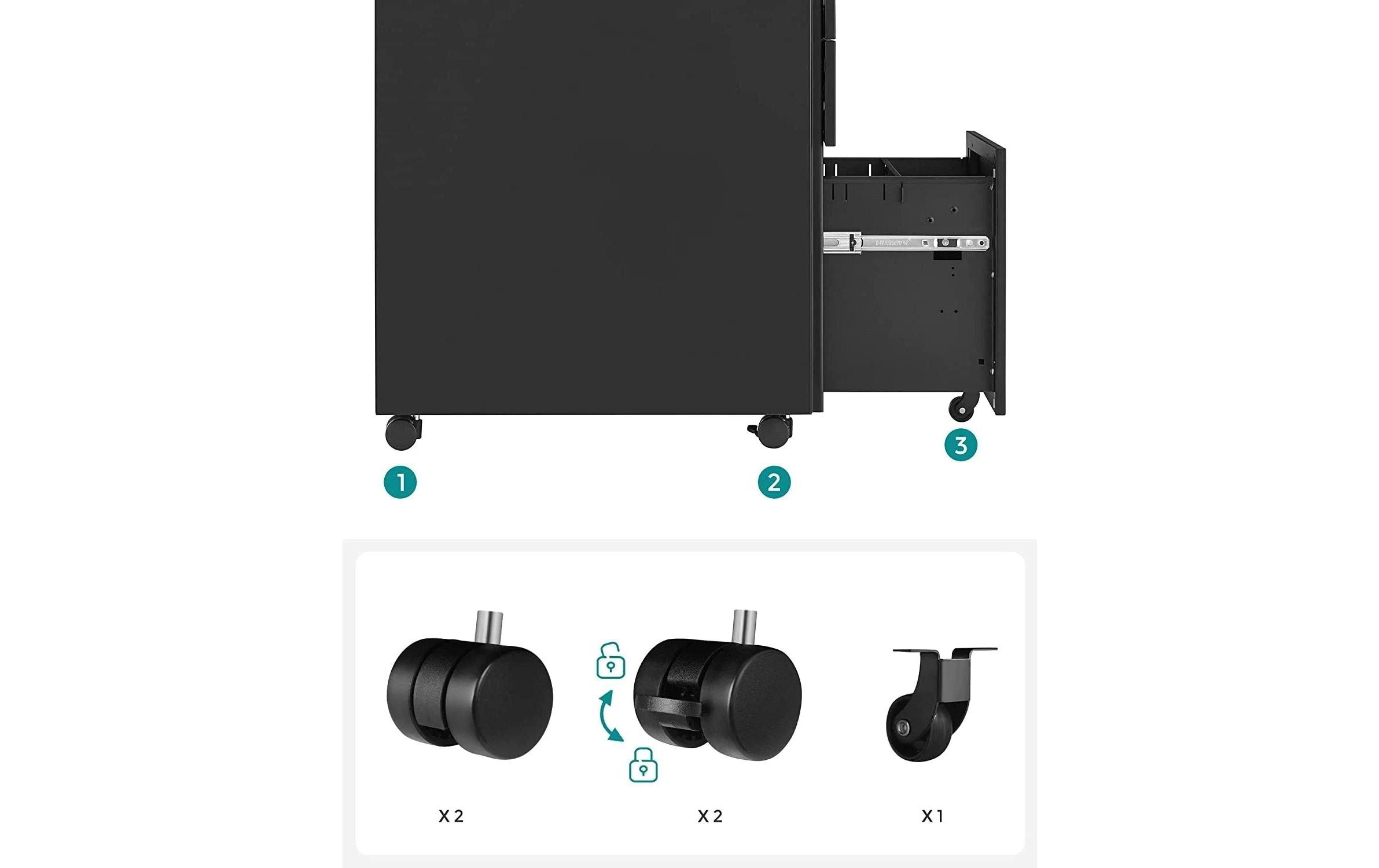 Songmics Rollcontainer, 39.0 x 52.0 x 60.0 cm, Schwarz