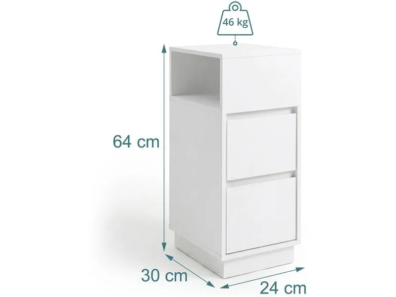 relaxdays Nachttisch 24 x 64 cm, Weiss , 2er Set relaxdays Nachttisch 24 x 64 cm, Weiss , 2er Set