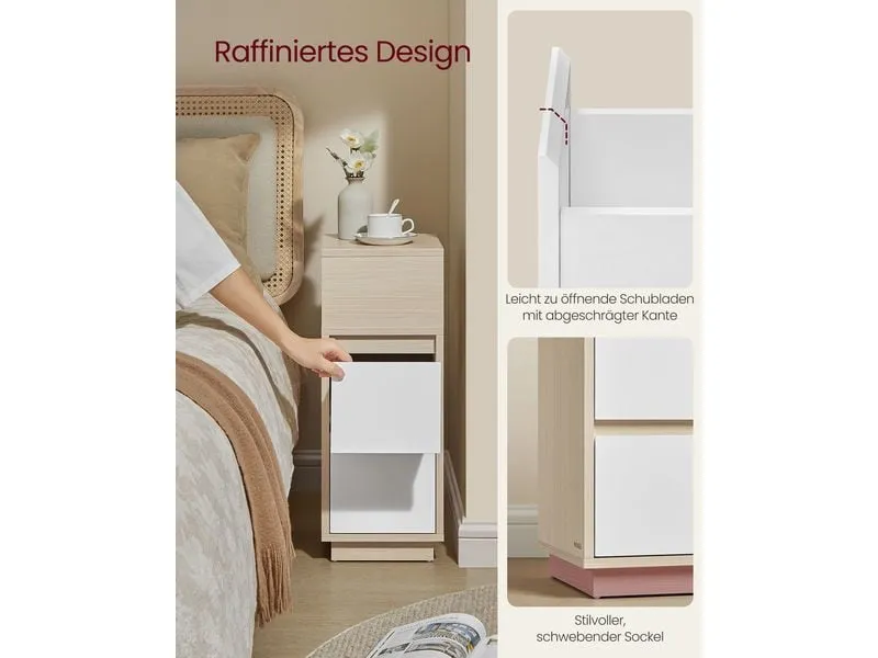 VASAGLE Nachttisch 2er Set 25 x 65 cm, Beige VASAGLE Nachttisch 2er Set 25 x 65 cm, Beige
