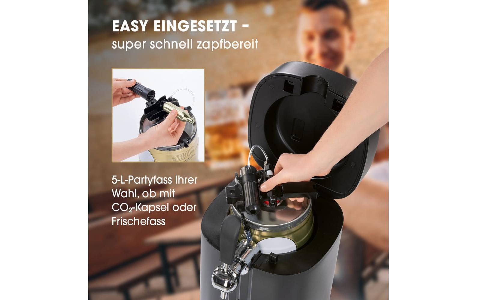BIERmaxx Bierzapfanlage mit CO2-Kapsel Schwarz