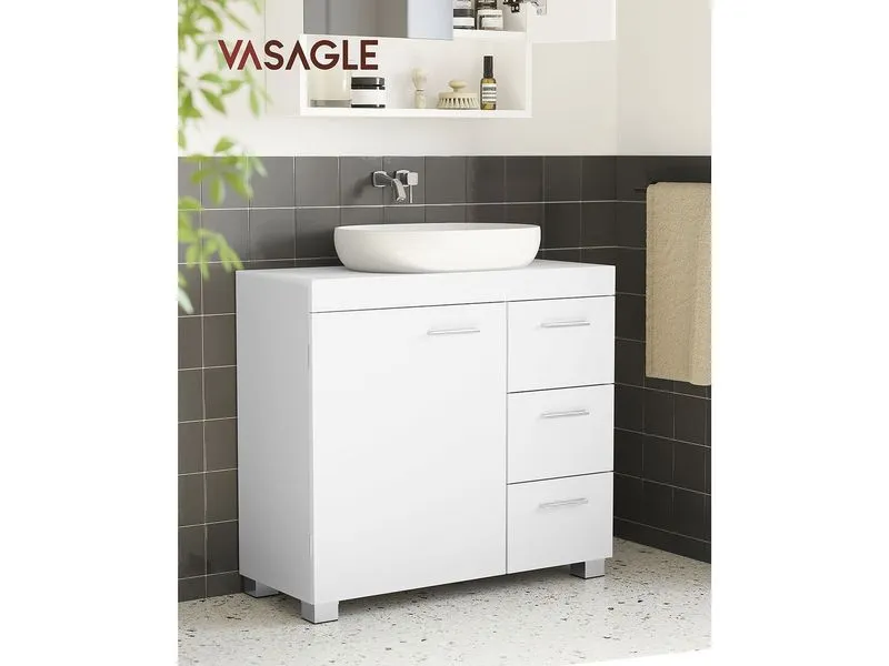 VASAGLE Badezimmerregal 64 x 70 cm, Weiss VASAGLE Badezimmerregal 64 x 70 cm, Weiss