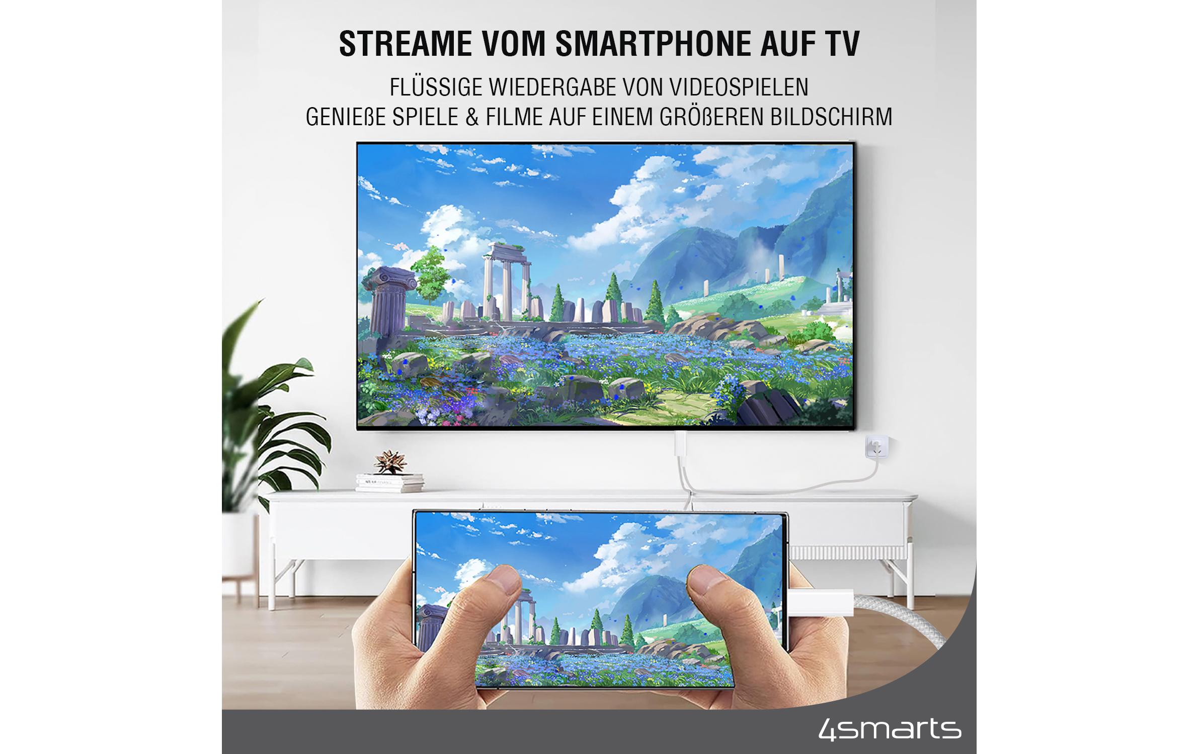 4smarts Kabel 4K 60Hz, PD 100W USB Type-C - HDMI, 2 m