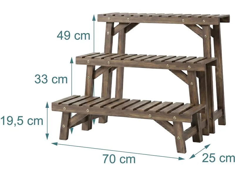 relaxdays Blumentreppe Tannenholz, Dunkelbraun, 3er Set relaxdays Blumentreppe Tannenholz, Dunkelbraun, 3er Set
