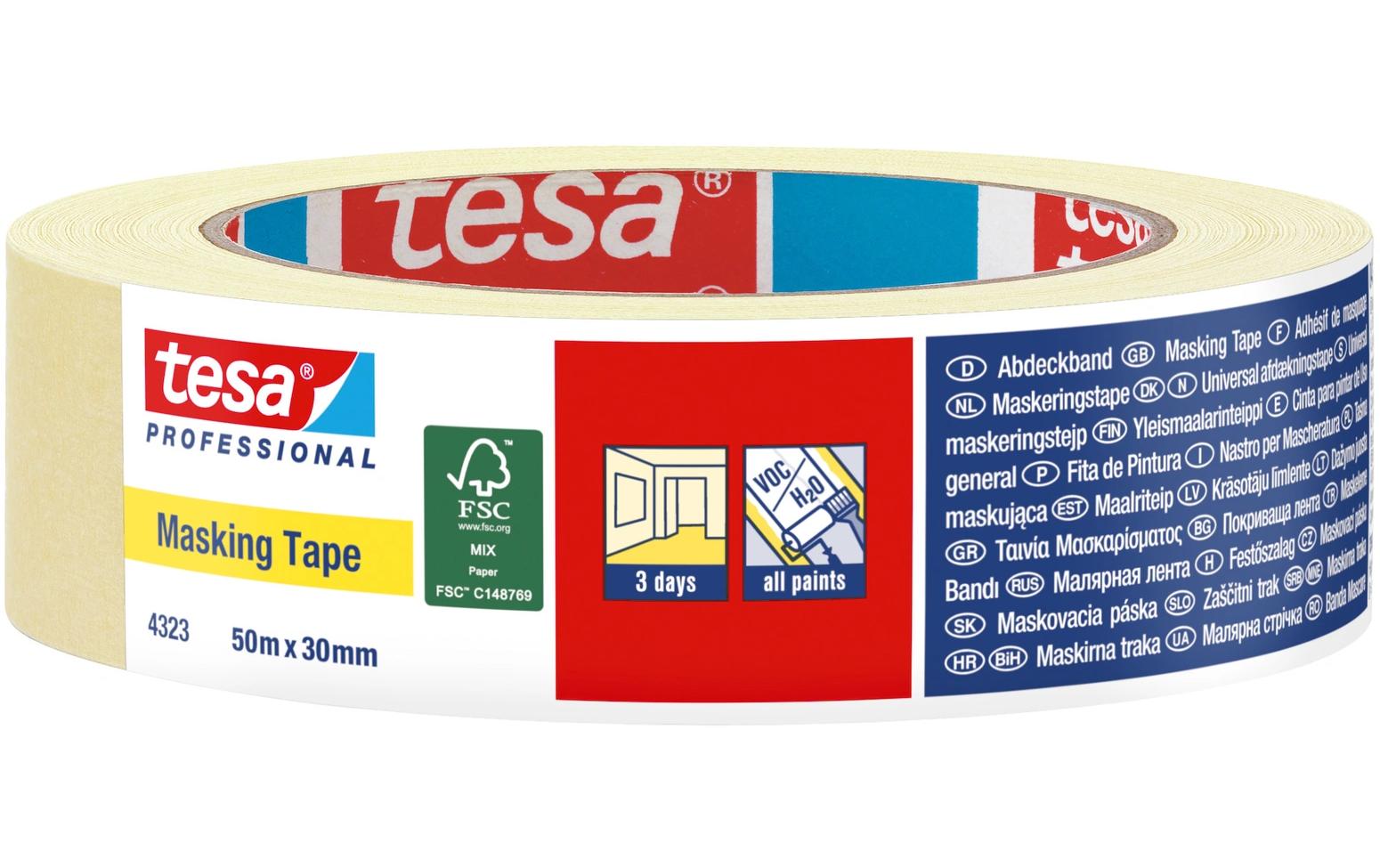 tesa Malerband Krepp Universal 50m x 30 mm, Chamois
