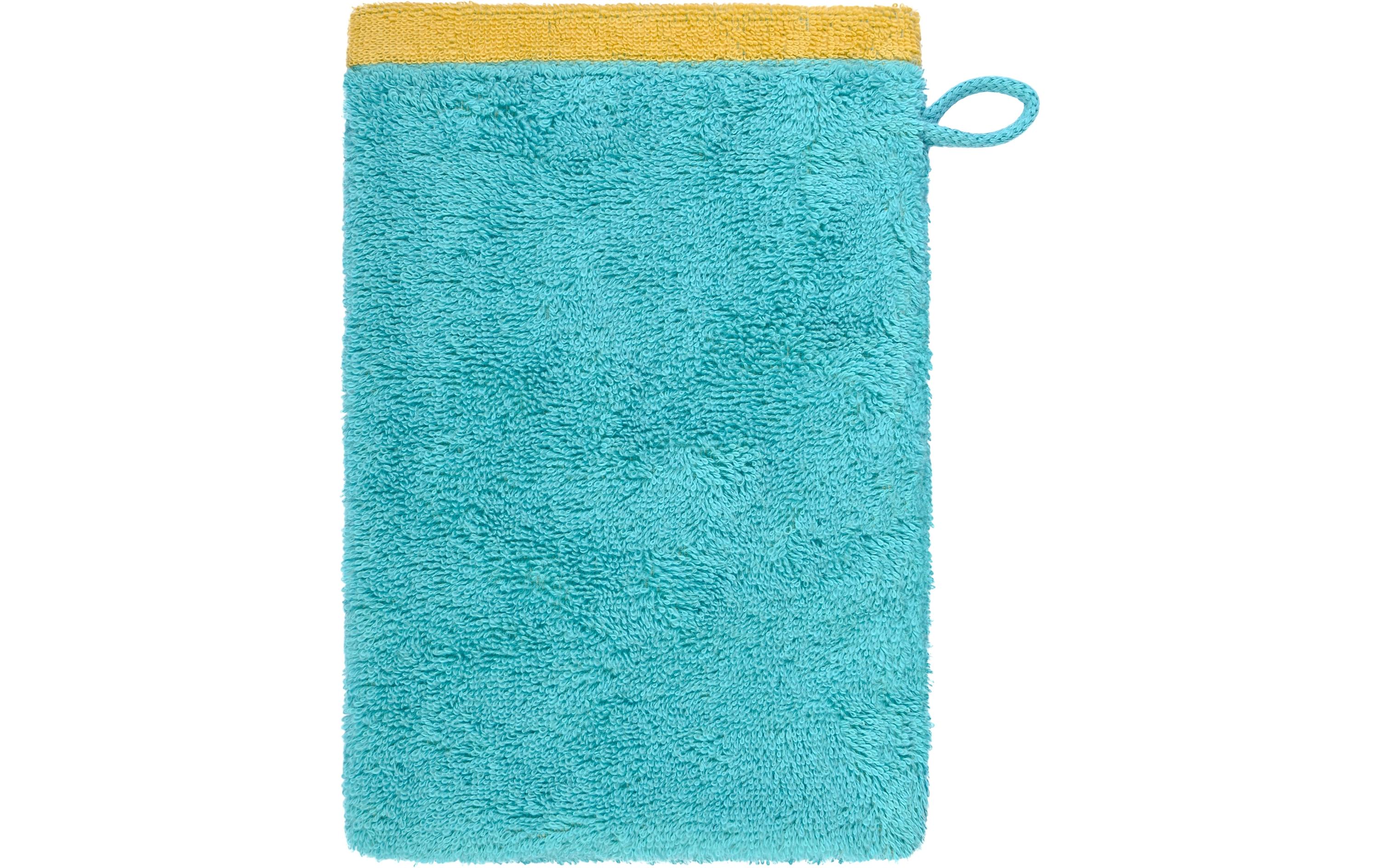 Cawö Waschhandschuh Lifestyle Splash 16 x 22 cm, Türkis/Apricot