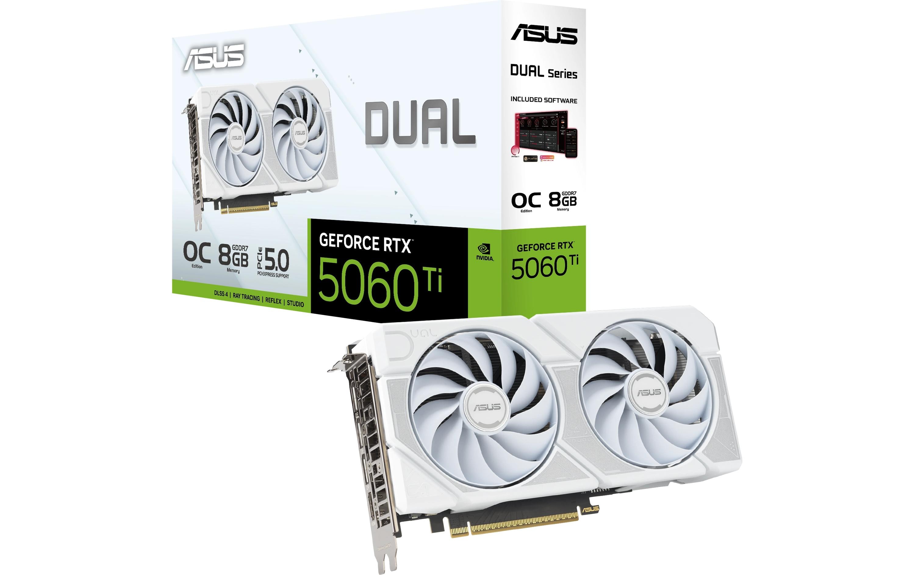 ASUS Grafikkarte Dual GeForce RTX 5060 OC Ti 8 GB Weiss ASUS Grafikkarte Dual GeForce RTX 5060 OC Ti 8 GB Weiss
