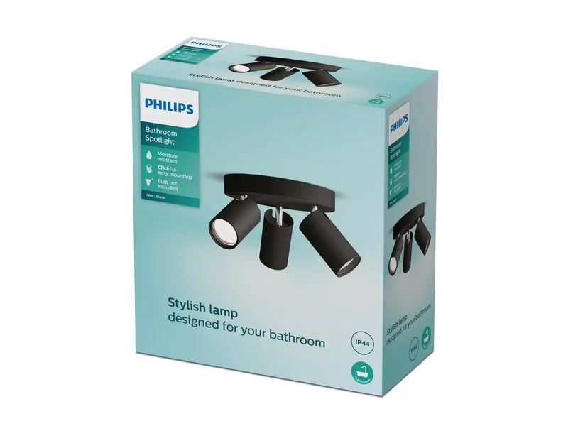 Philips Aufbauspot Idris GU10, IP44, rund Schwarz, ohne LM Philips Aufbauspot Idris GU10, IP44, rund Schwarz, ohne LM