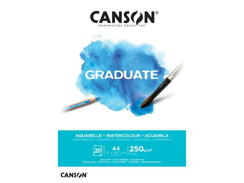 Canson Aquarellblock Graduate A4, 20 Blatt