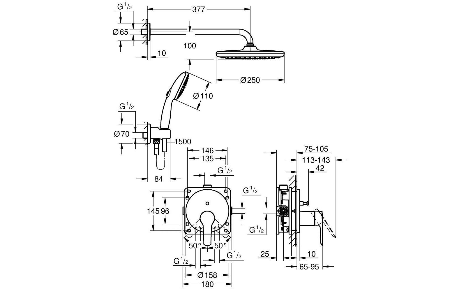 GROHE Duschsystem Vitalio Start 250 Chrom GROHE Duschsystem Vitalio Start 250 Chrom