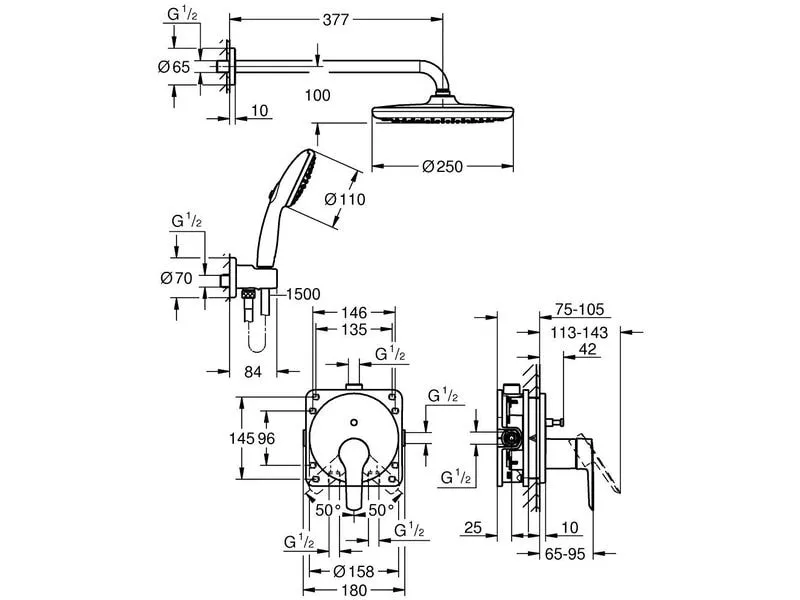 GROHE Duschsystem Vitalio Start 250 Chrom GROHE Duschsystem Vitalio Start 250 Chrom