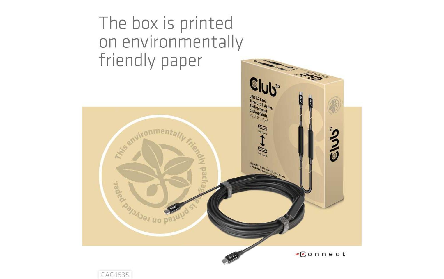 Club 3D Kabel USB Type-C - USB Type-C, 5 m, 8K60Hz