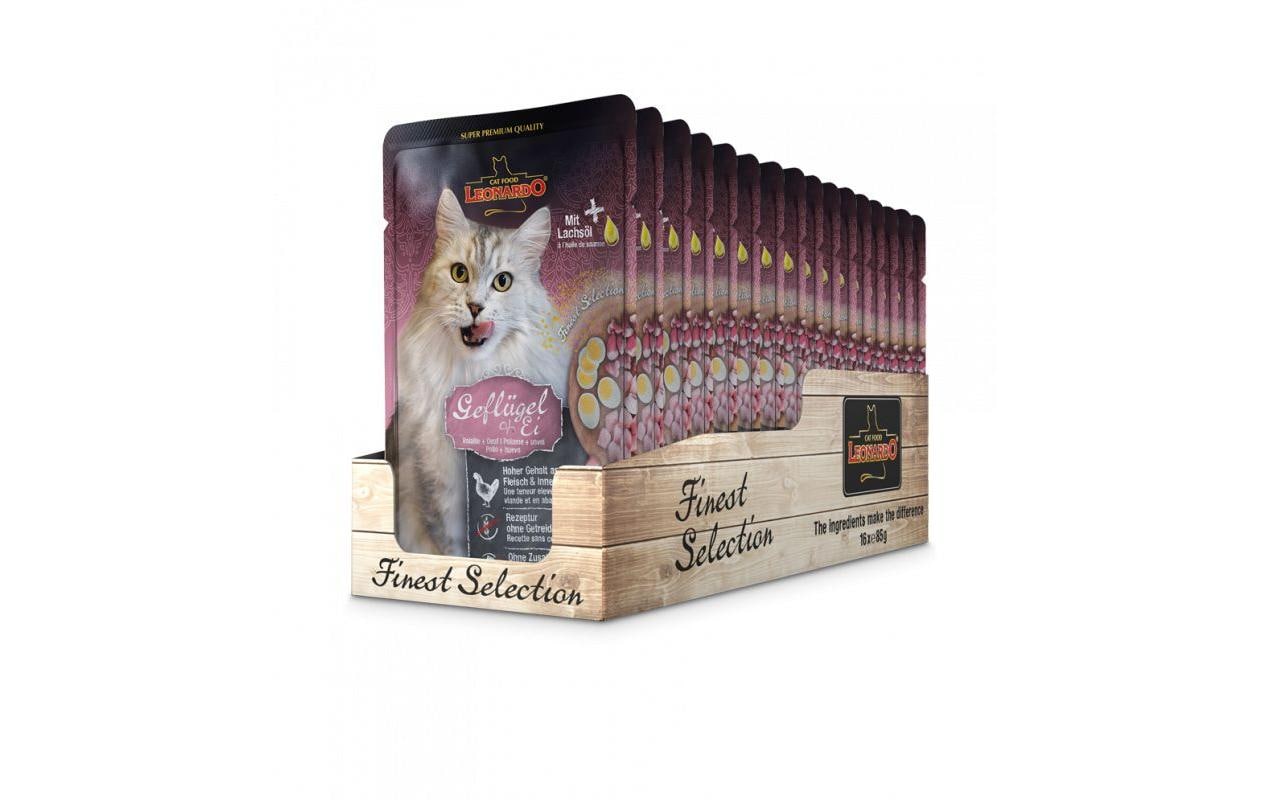 Leonardo Cat Food Nassfutter Geflügel & Ei, 16 x 85 g
