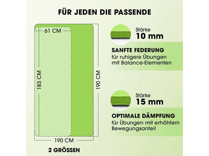 World Fitness Fitnessmatte Ashanti 190 cm x 100 cm, Grün